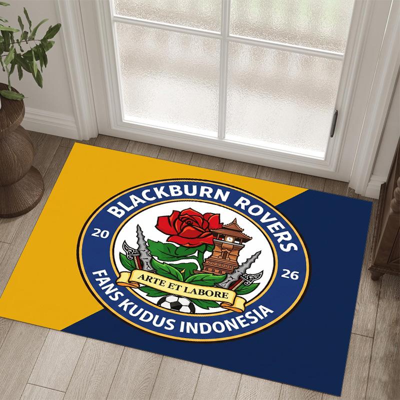 Blackburn Rovers Football Design Crystal Velvet Carpet Cozy Non?Slip Printed Rug For Bedroom Living Room Entrance