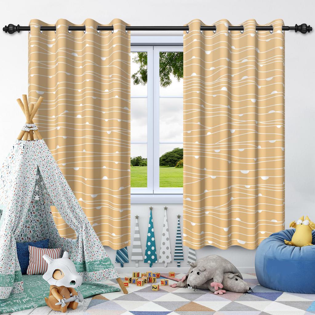 Simple Geometric Texture Solid Color Window Curtains Bedroom Living Room Indoor Outdoor Opaque Blackout Curtain Privacy Screen