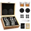 Manufacturer's Bestseller Premium Bar Accessories Whiskey Glass Set 2 Glasses 8 Stone Wooden Box Granite Ice Stone for Various