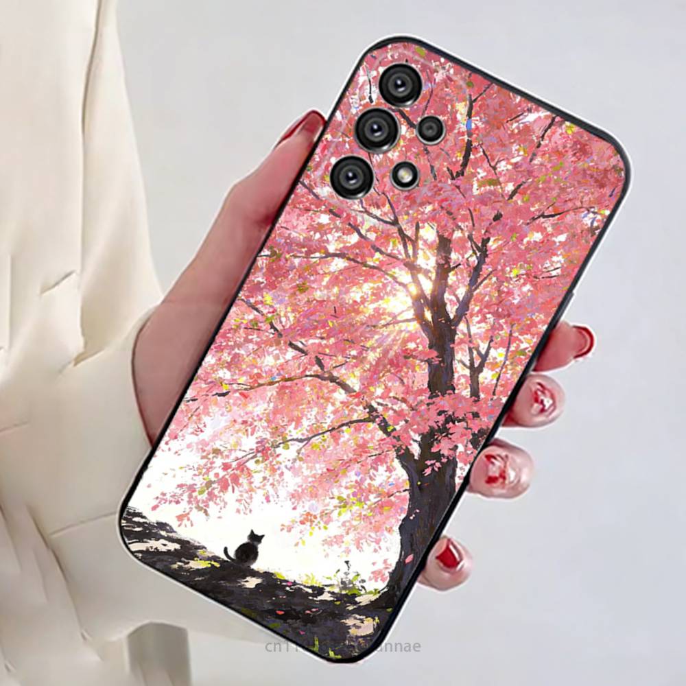 Custodia Rosa Sakura per Samsung Galaxy A73,23,53,33,14,24,13,72,22,52,32,54,A34 Cover Morbida
