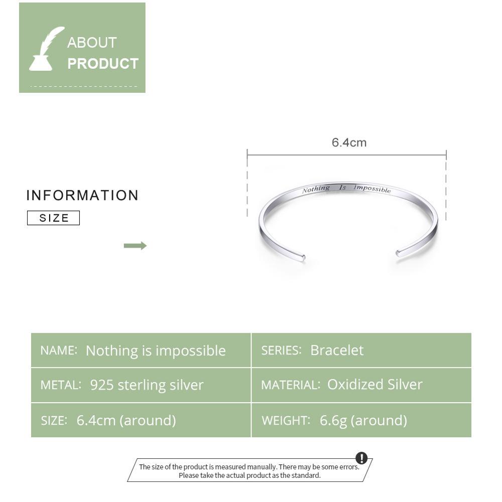 WOSTU 925 Sterling sølv originalt armbånd og armbånd Ingenting er umulig Justerbart heldig armbånd