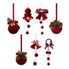 Christmas Red Bell Ornament Plastic Velvet Flocked Bell Ball Tree Ornament for Holiday Window Shop Home Decoration