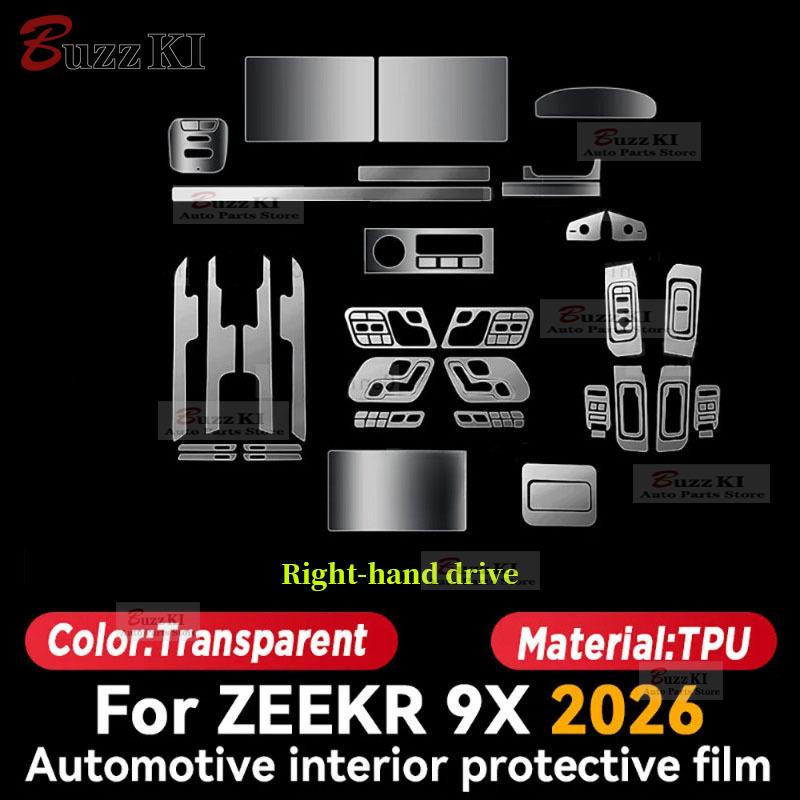 For ZEEKR 9X 2026 TPU Navigation Dashboard Gear Center Console Pre Cut Car Interior Repair Protective Film Anti-scratch Sticker