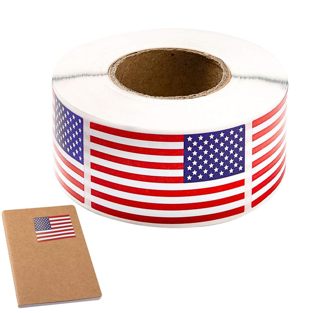 US Flag Decals For Vehicles 1.2x2inch Patriotic Car Decals 250 Per Roll Automotive Bumper Adhesive Badges For Independence Day