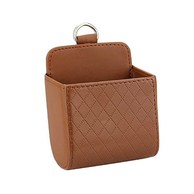 Car Storage Bag Air Vent Dashboard Hanging PU Leather Organizer Box Glasses Phone Holder Storage Car Interior Accessories