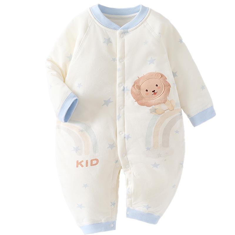 Newborn Quilted Cotton Jumpsuit: Spring/Autumn Padded Pajamas & Crawling Outfit