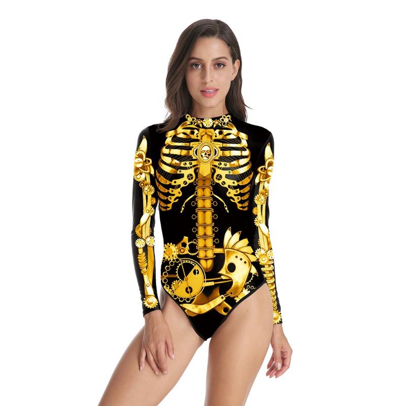 Halloween New Crew Neck Zipper Women's Swimsuit Beach Surfing Swimsuit Women