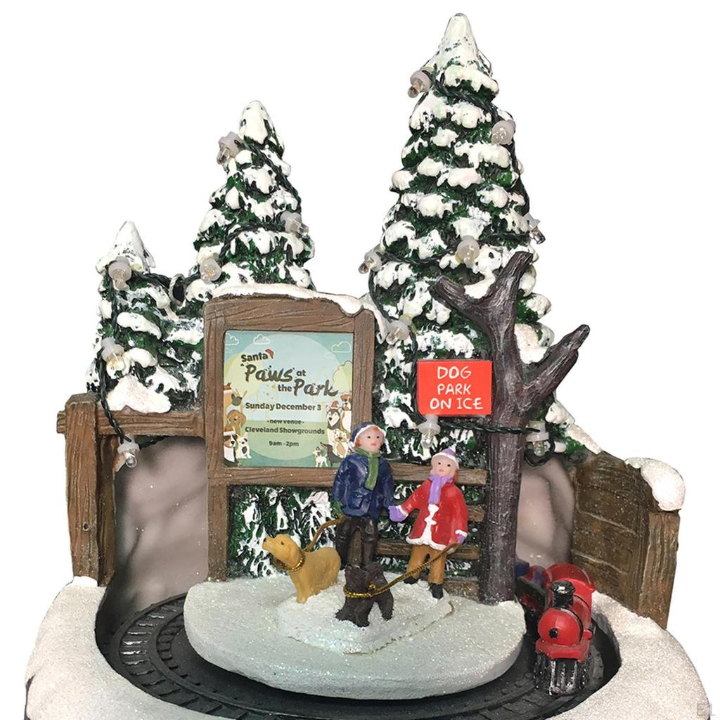 Christmas Winter Scene Village House Musical Ornament Figurine for Home