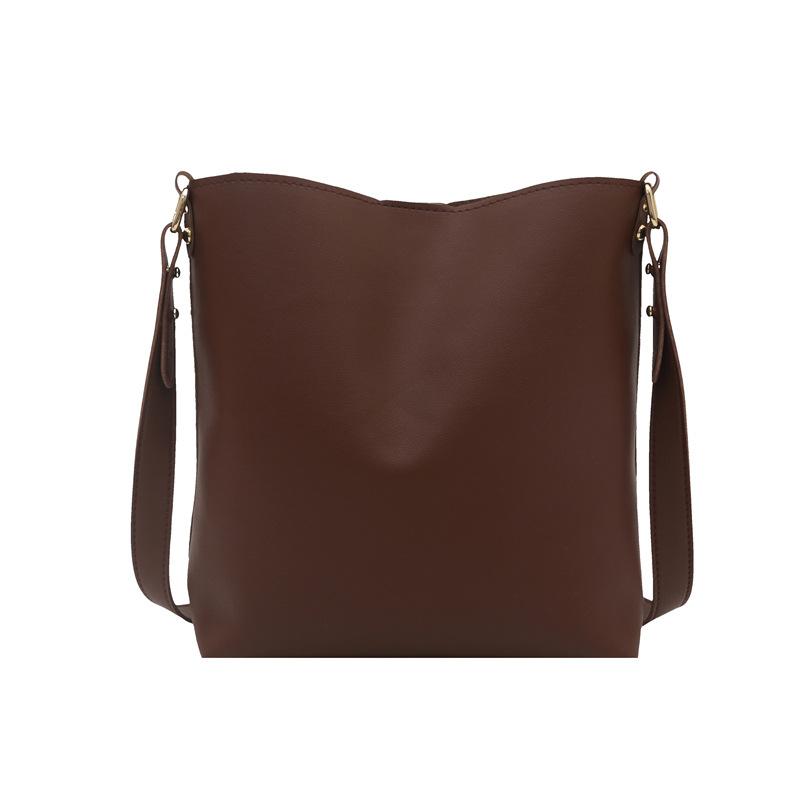 Large Capacity Retro Simple Korean Style Fashion Single Shoulder Crossbody Bucket Bag