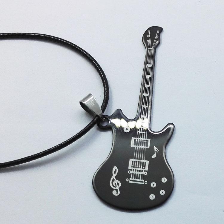 Stainless Steel Guitar Pendant Hip-Hop Necklace for Women