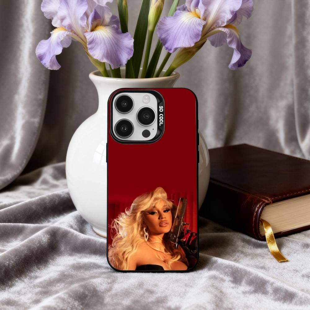 Confident C-Cardi B Singer Phone Case For iPhone17,16,15,14,13,12,11 Plus,Pro Max Black Candy silver phone case