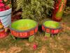 Hand-Painted Wooden Chowki Set of 2 | Indian Rajasthani Bajot Pedestal Stands | Decorative Flower Base for Pooja & Home Decor,Planter Stand
