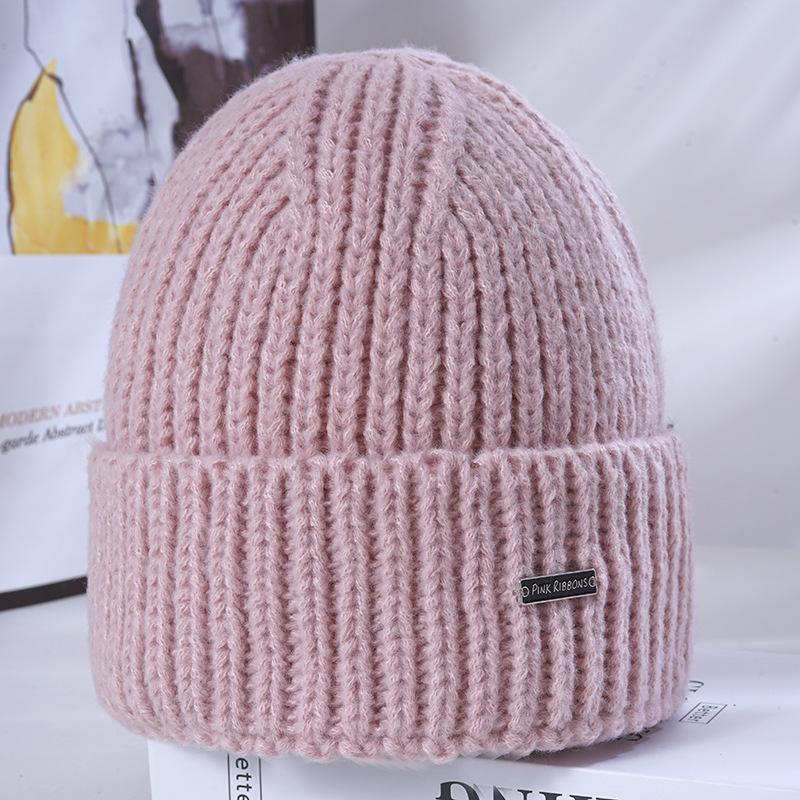 Women's Winter Warm Knitted Hat Korean Style Versatile Big Head Circumference Showing Face Small Windproof Ear Protection Wool Hat
