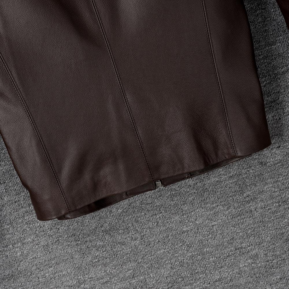 Casual Men Leather Jacket Thin Soft Cow Leather Black Brown Standard Collar Men's Short Coat Spring