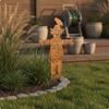 Metal Scarecrow Stake Rust Finish Flat Cutout Rusted Garden Silhouette for Lawn,