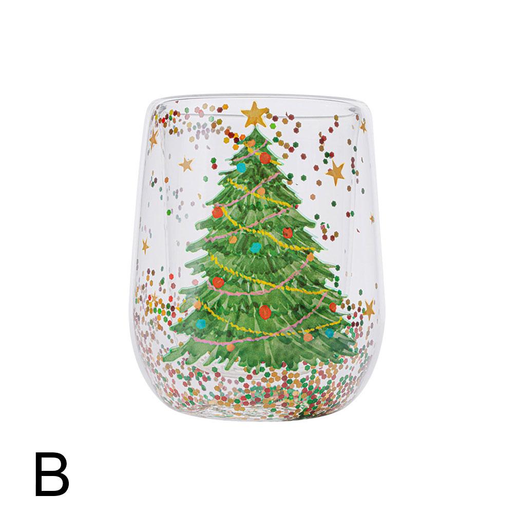 

Рождественские кофейные кружки с двойными стенками, стеклянные эспрессо, рождественские чашки, чашка для сока в кафе, стакан для Capp S7C0 B-1pc