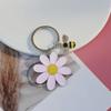 Women Girls Keychain Flower Bee Charm Keyring Shiny Rhinestones Inlaid Small Size Keychain Handbag Accessories