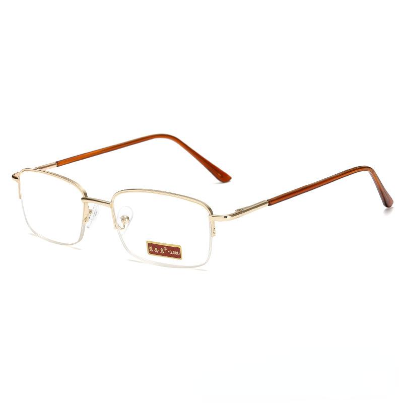 

Unisex High Definition Anti Blue Light Presbyopic Eyewear Fashion Golden Metal Half Frame Reading Glasses Men 0.5 0.75 1.0 To4.0 2.5 золотой