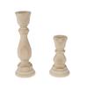Set Of 2 Pieces Wooden Candle Holders Vintage Unpainted Wood Classic Craft Candle Holder Set Wedding Decoration