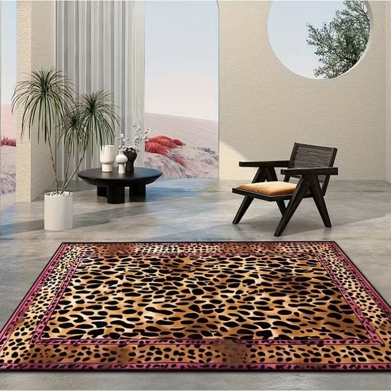 Leopard Print Area Carpet Machine Washed Living Room Bedroom Floor Mat Kitchen Outdoor Products Retro Home Decoration Mats