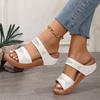Summer Soft Platform Slippers for Women Pu Leather Non-Slip Wedges Slides Woman Outdoor Light Med Heels Casual Flip Flops Female