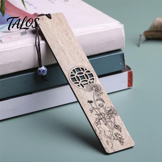 Origineller Lesezeichen Holz Lesezeichen, Handgefertigter Hohlholz Seitenmarkierer mit Perle, Chinesischer Buchstil Dekoratives Lesezubehör, Geschenk für Liebhaber,