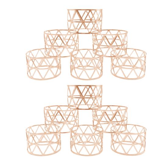 6/12Pcs Golden Napkin Rings Metal Hollow Triangle Circle Design Napkin Holders Buckles Family Dinner Wedding Party Table Decoration