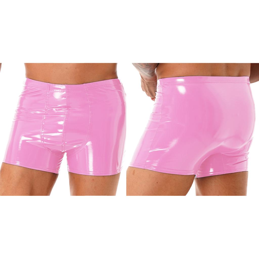 Pánské PVC lesklé kůže Strečové vyboulené pouzdro Krátké kalhoty Boxerské kalhotky Pole Dancewear Oblečení do klubu Stage Performance Clubwear
