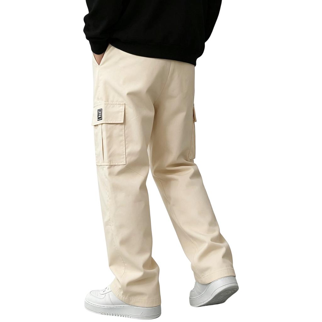 Herren Slim Fit Cargohose mit mehreren Taschen Gerades Bein Kordelzug Elastischer Bund für Lässige Tägliche Kleidung