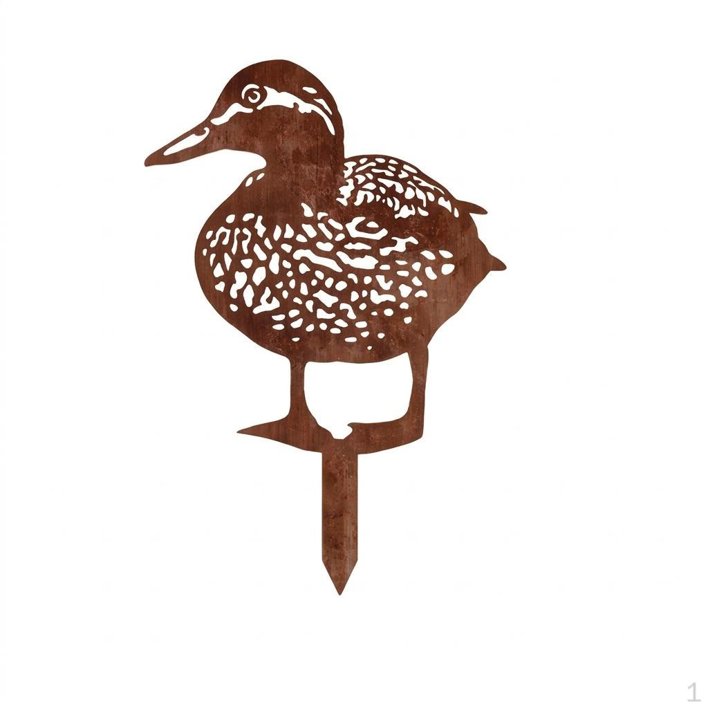 Metal Ranch Duck Garden Ground Stake, Rustic Yard Decoration Ornament