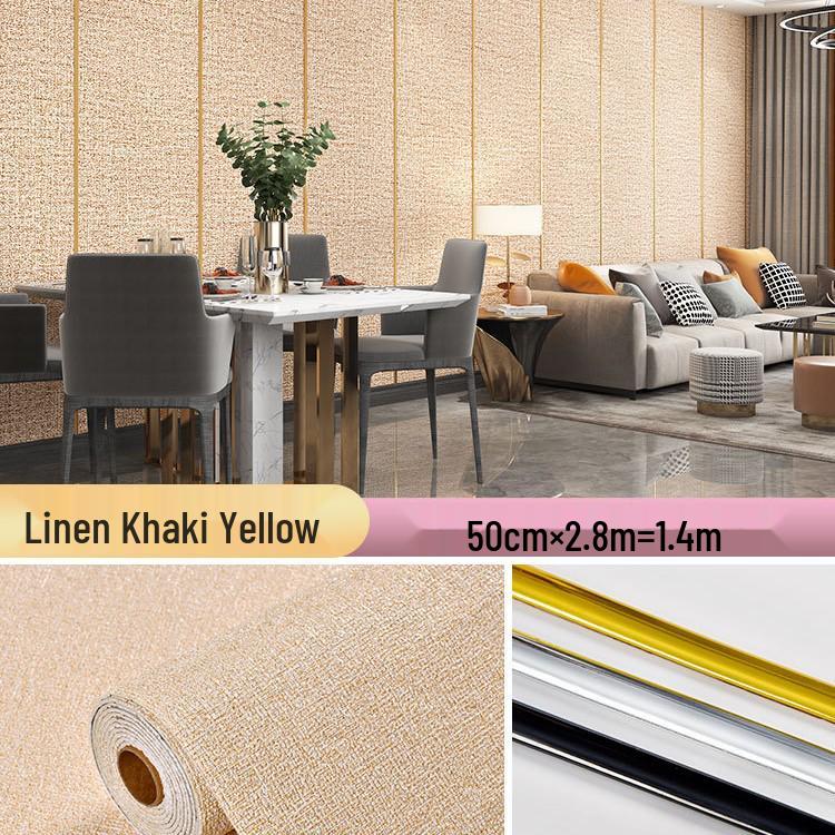 Self-Adhesive 3D Linen Wallpaper: Antibacterial, Waterproof, Mildew-Proof Wall Sticker for Bedroom Renovation