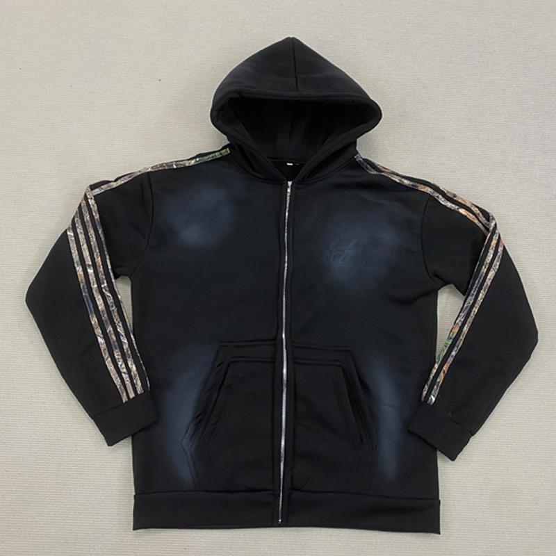 

European and American high street casual autumn and winter unisex zipper hooded sweatshirt XL чёрный