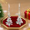 Huitan Trendy Festival Christmas Tree Dangle Earrings for Women Silver Color Colorful Cubic Zirconia Daily Wear Party