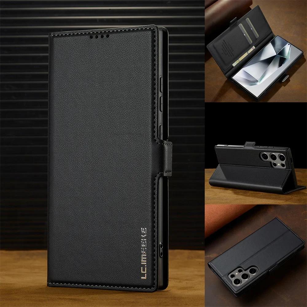 Leder Kartenhalter Geldbörse Flip Case Für Samsung Galaxy S25 Ultra Edge S24 FE S23 S22 + Plus A55 A54 A53 A35 A16 A15 A14 5G