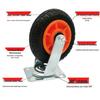5" Solid Rubber Flat Cart Caster, 6" Industrial Caster, 8" Directional Movable Heavy Duty Load Bearing