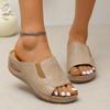 Fashion Retro Thick Sole Wedge Slippers Women Summer Pu Leather Platform Sandals Woman Plus Size Non Slip Beach Shoes Women Flip Flops