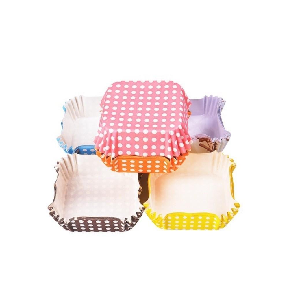 200pcs Disposable Muffin Mold Paper Cake Cups Pastry Tool Non-Stick Square Cupcake Tray High Temperature Baking Cake Liners Oven
