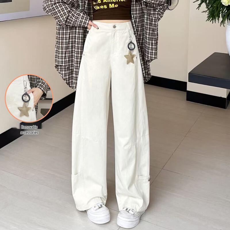 Bailuyu Detachable Accessory Wide-Waist Pleated Casual Pants XL