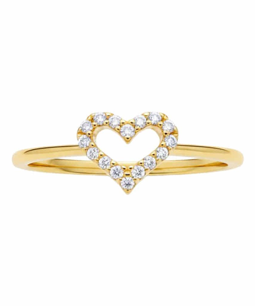 Alleun Silver 925 Heart Cubic Silver Ring Simple