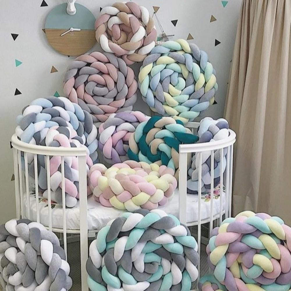Handmade Bed Bumper Soft Plush Braided Pillow Baby Crib Bumper Crib Protector Baby Bed