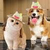 Puppy Straw Hat Dogs Sunbonnet with Braids Supplies Headwear Devil Hat Summer Hat with Strap Belt Photo Props