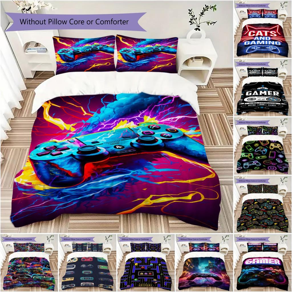 1PC Game Theme Bedding Quilt Set Quilt Cover Pillowcase Home Decoration Birthday Gift (1 * duvet cover + 2 * pillowcase, without core)A5