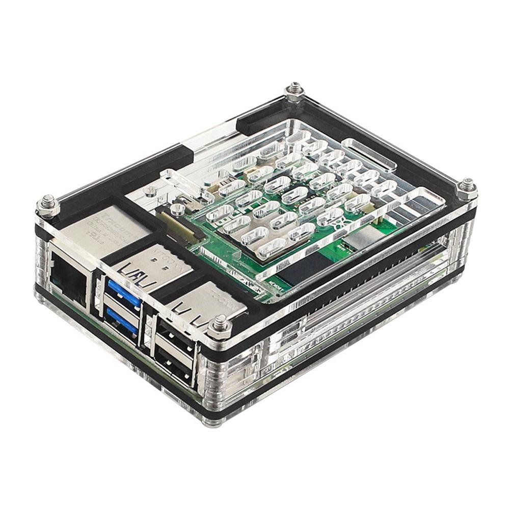Clear Case Support Official Active Cooler Transparent Acrylic Enlosure Shell Protective Case Box Fit for Raspberry Pi 5 4GB/8GB