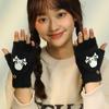 Winter Cycling Cold-proof and Warm Flip-top Plush Female Cute Student Japanese Half-finger Cotton Halloween Luminous Gloves Winter