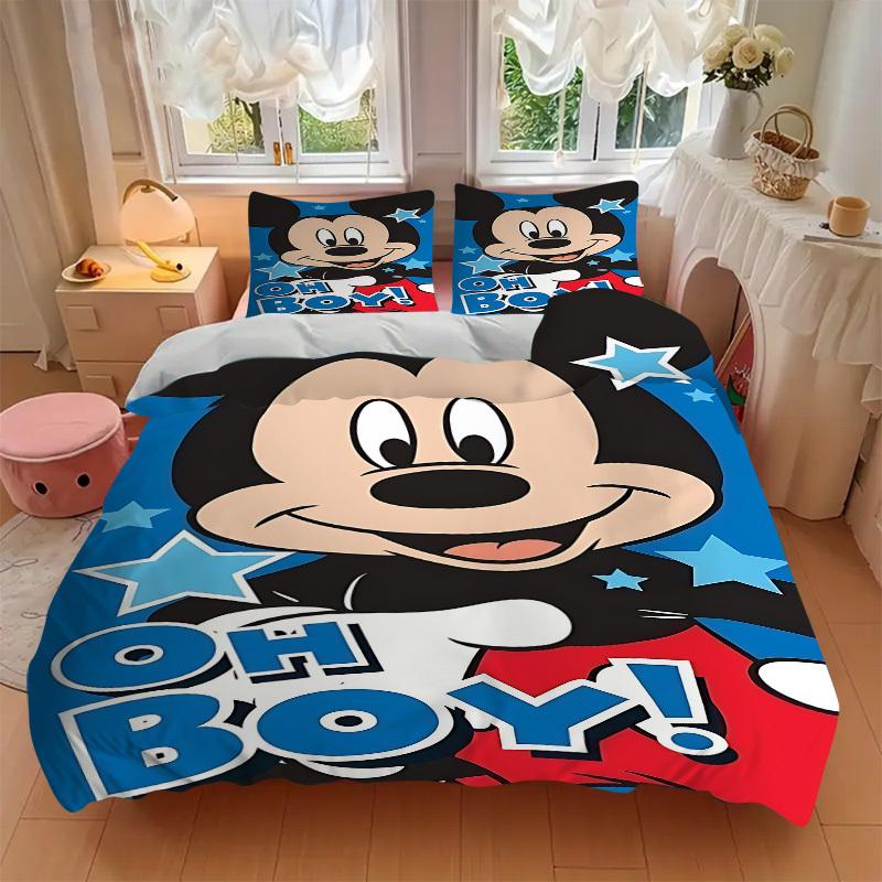 3pcs set Mickey Mouse1pc of quilt cover+2pcs of pillowcase, no core, print bedding, All Seasons Bedroom Setting101