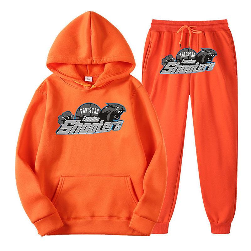 Printed Sportswear Men's Two-piece Loose Hooded Sweatshirt Set