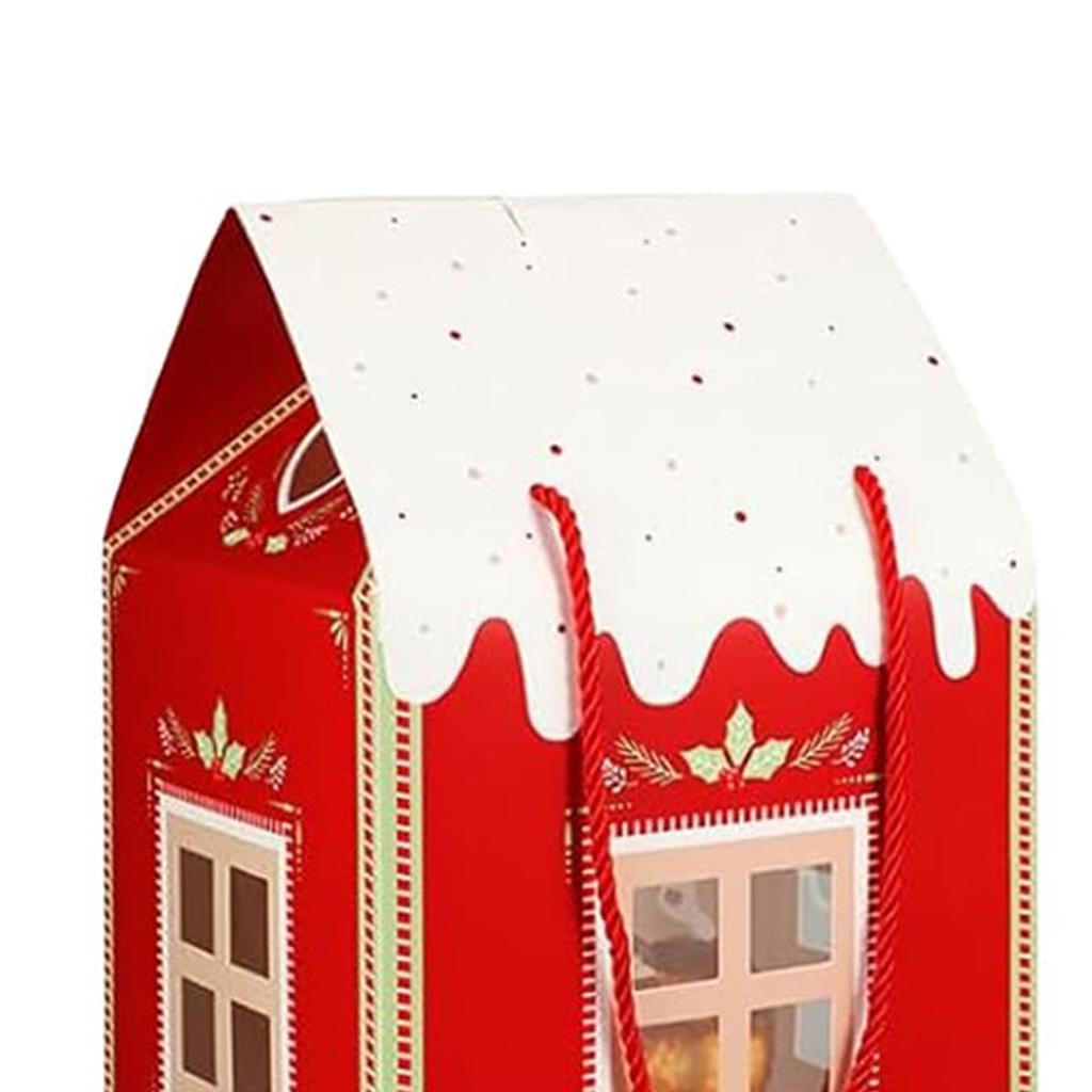 Christmas Cottage Gift Box Christmas Gift Boxes with Handle Festive Goodie Bags for Holiday Party Favors Cookie Candy Packaging