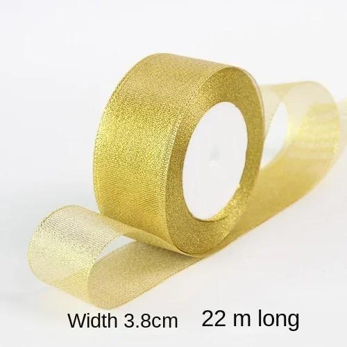 25yards/roll Gold Silver Metallic Glitter Ribbons for Apparel Garment DIY Accessories Crafts Sewing Fabric  Supplies Gift Wrap