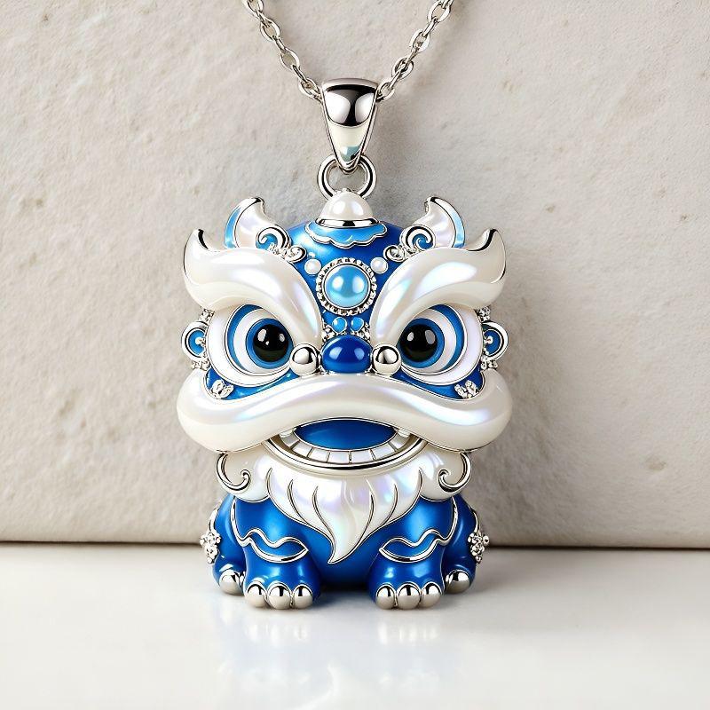 Chinese Mythology Nine-tailed Fox Enamel Pendant Necklace Fashion Minimalist Jewelry for Women Valentine's Day Gift for Her