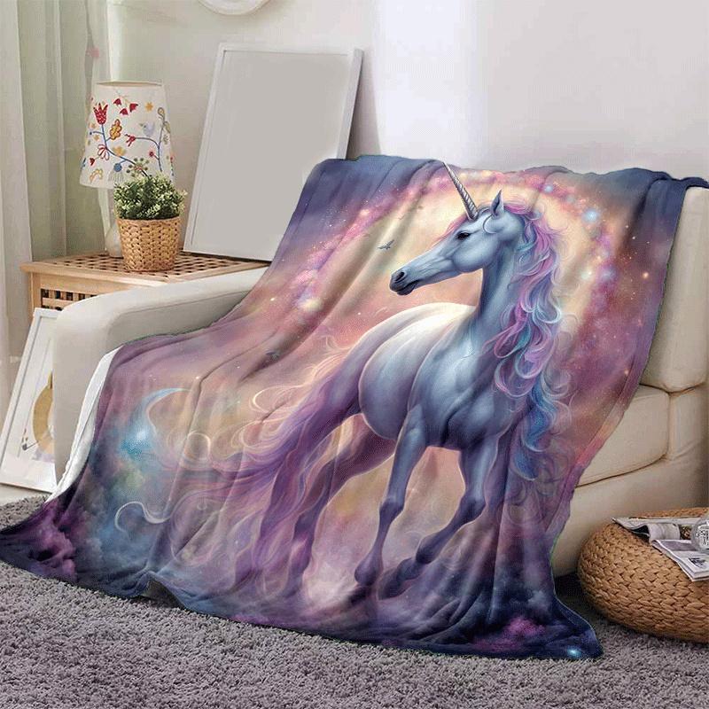 1pc Horse Printing Lightweight Flannel Blanket, Comfortable and Warm Blanket, for Camping Sofa Bed and Couch Office, Gift